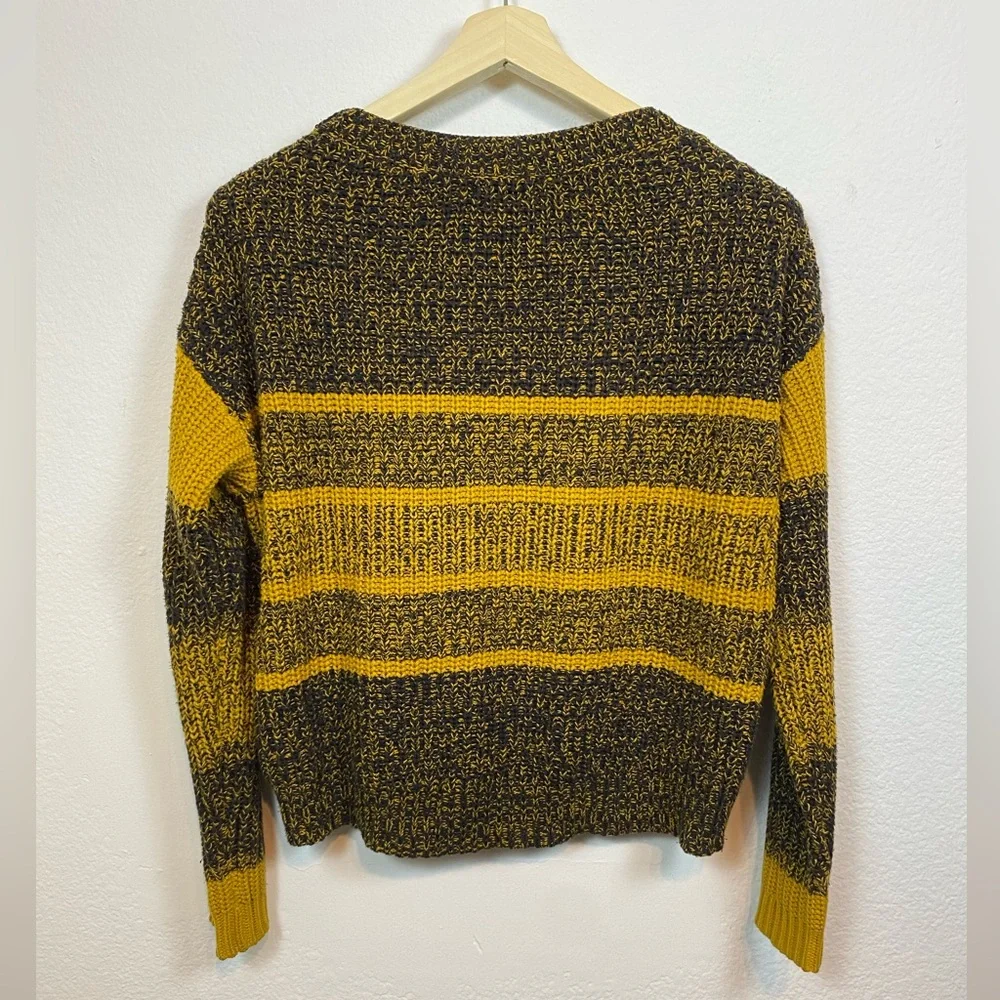 Urban Outfitters BDG Women’s Small Sweater Oversize Striped Black Yellow Highlow